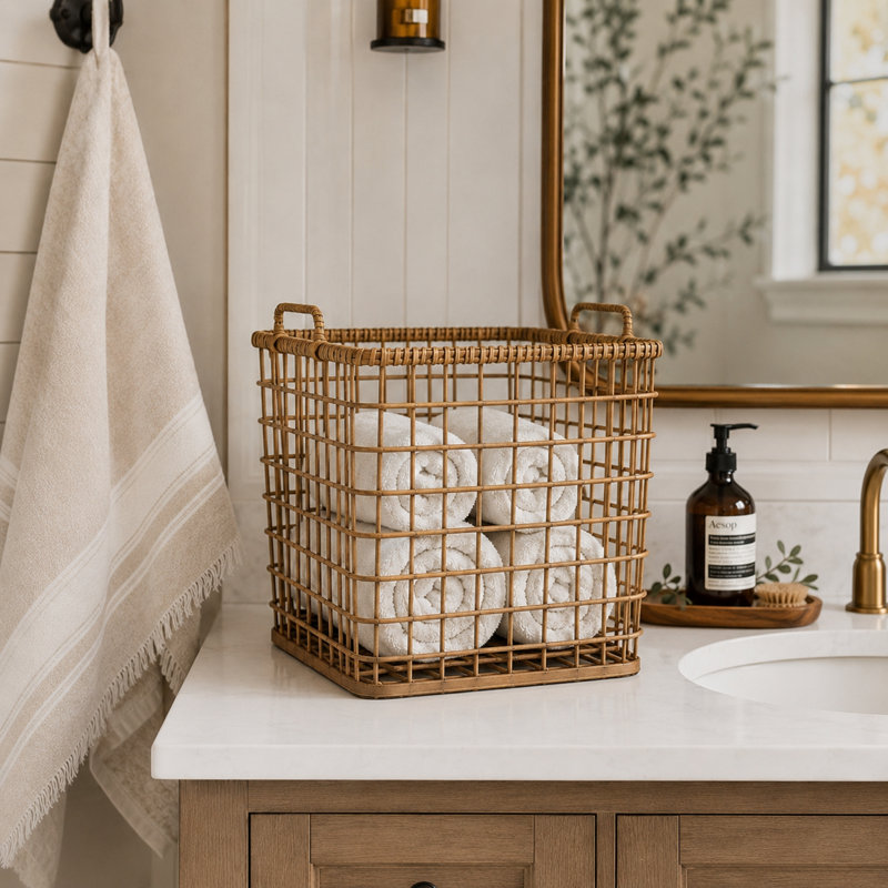 Solid Wood Decorative Basket, 13.75" H x 12" W x 11" D