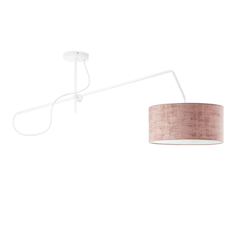 RIO VELUR 1 - Light Drum Pendant, White, Pink