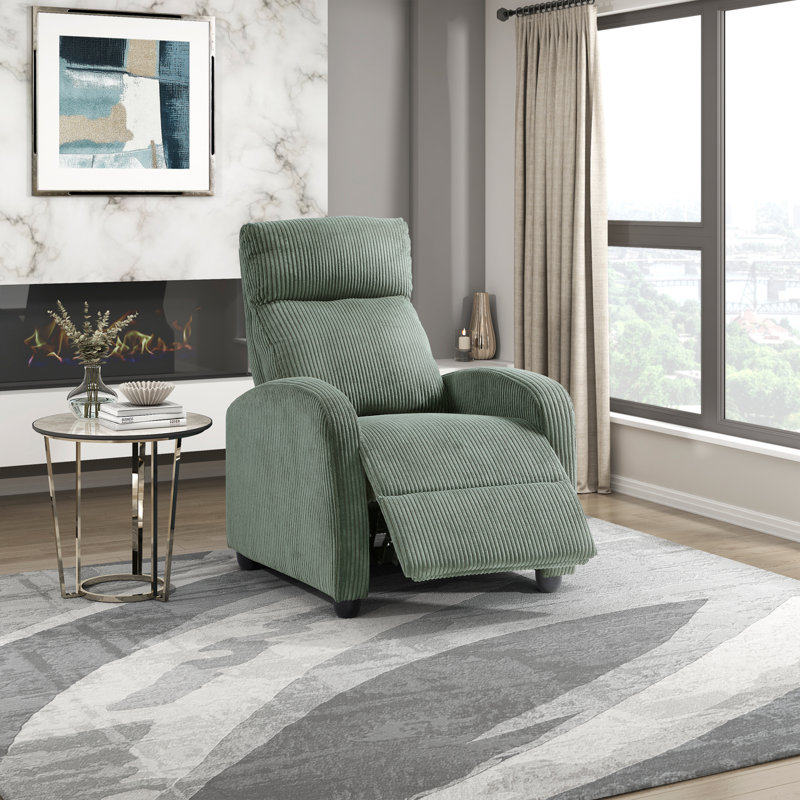  Yailem 27" Modern & Contemporary Corduroy Push Back Reclining Chair with Push-Back Motion, Pocket Coil Seating & Solid Wood Frame