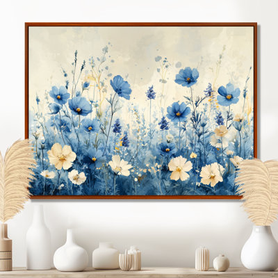 Jacely Field of Blues Watercolor Wildflowers II - Wildflowers Large, art mural