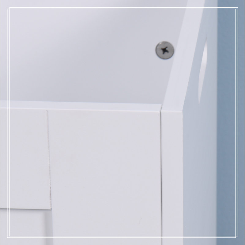 Braymer White Lift Top Entryway Storage Cabinet With 2 Safety Hinge, Wooden Toy Box