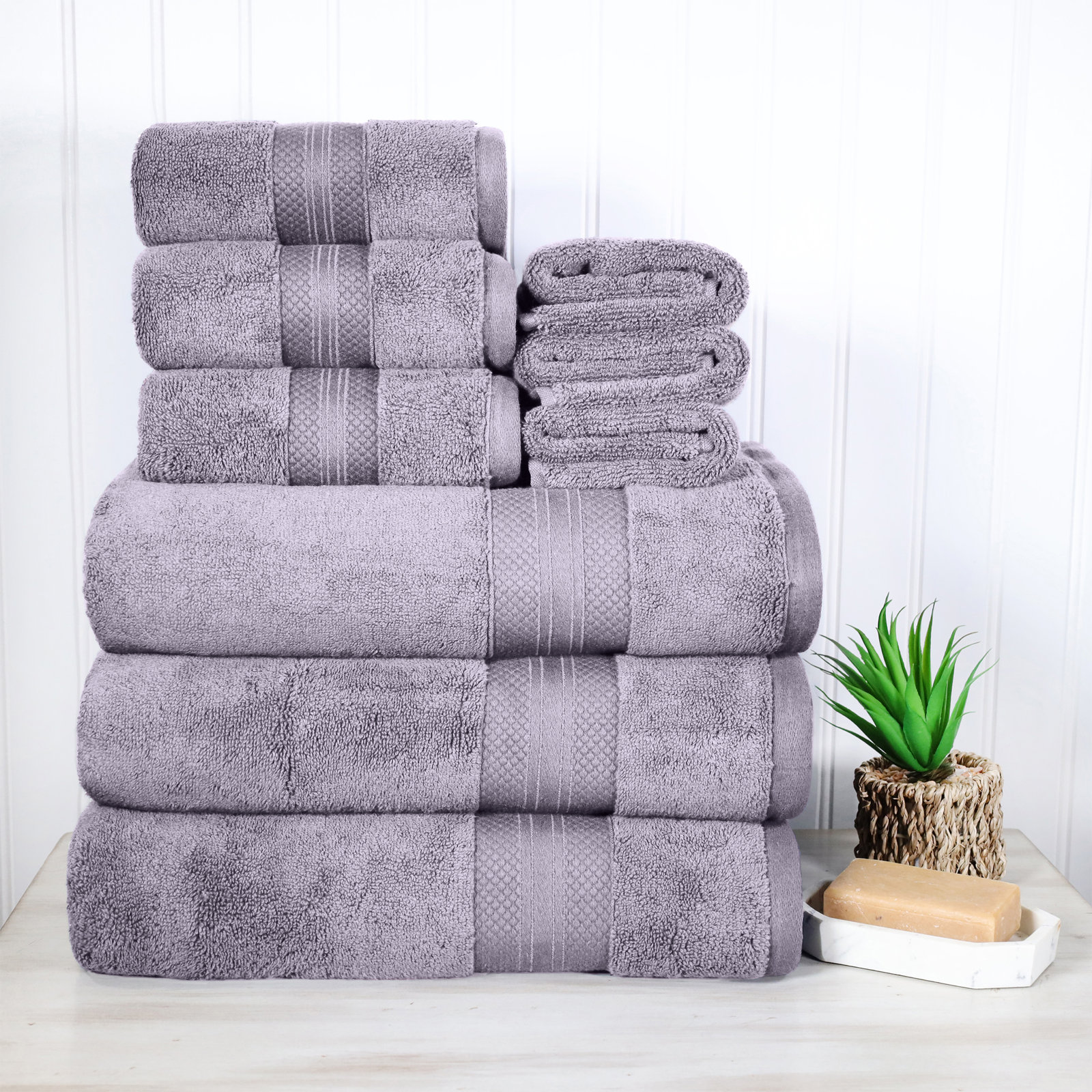 Finnian Ultra-Plush Heavyweight, 100% Turkish Towel Collection, Wisteria, 9 Piece Towel Set