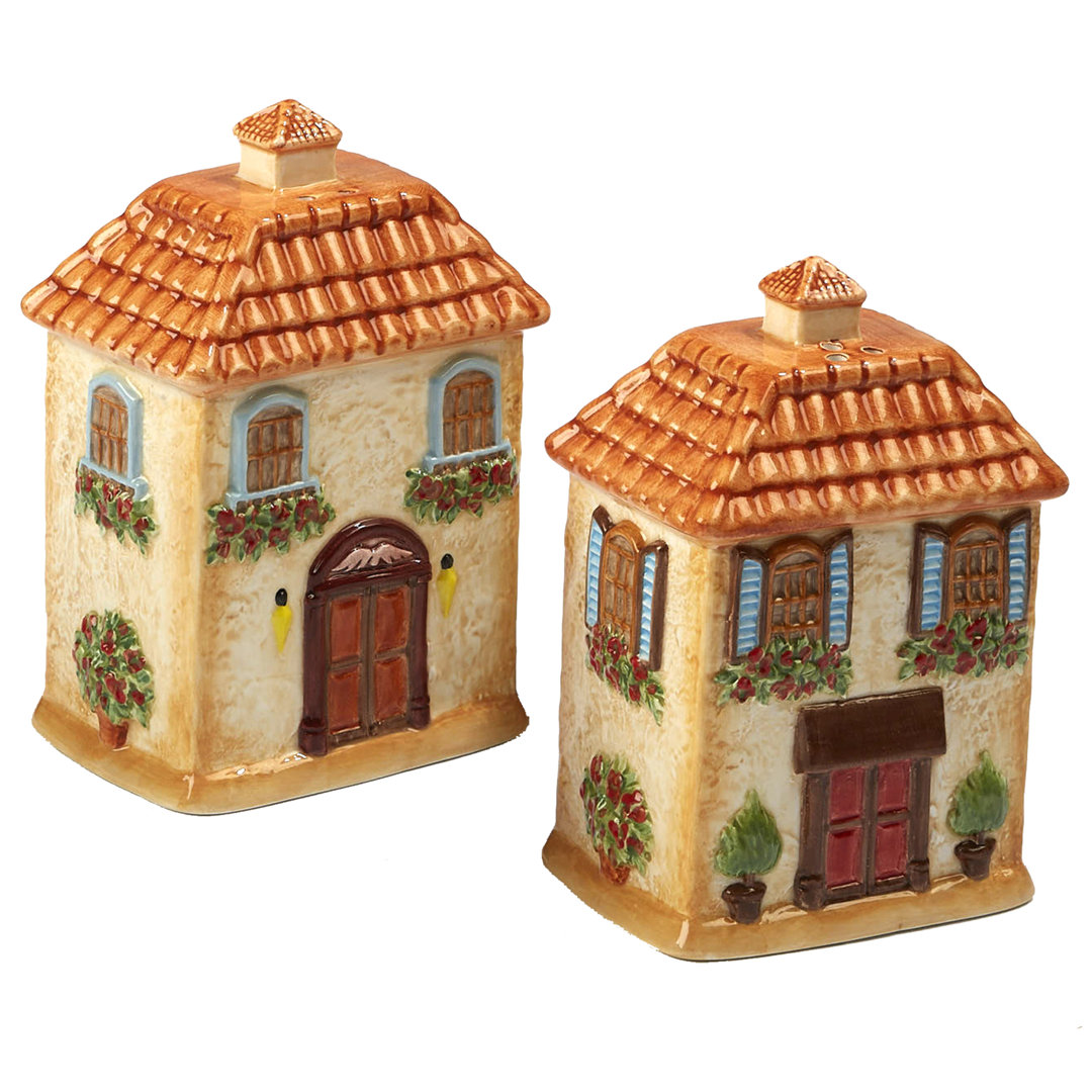 Certified International Piazzette 3D Villa Salt & Pepper Shaker Set Certified International