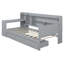 Lit de jour simple gris avec 3 grands tiroirs, ports de bureau - Bois de pin pour économiser de l'espace dans la chambre à coucher-1899451047-1899451040