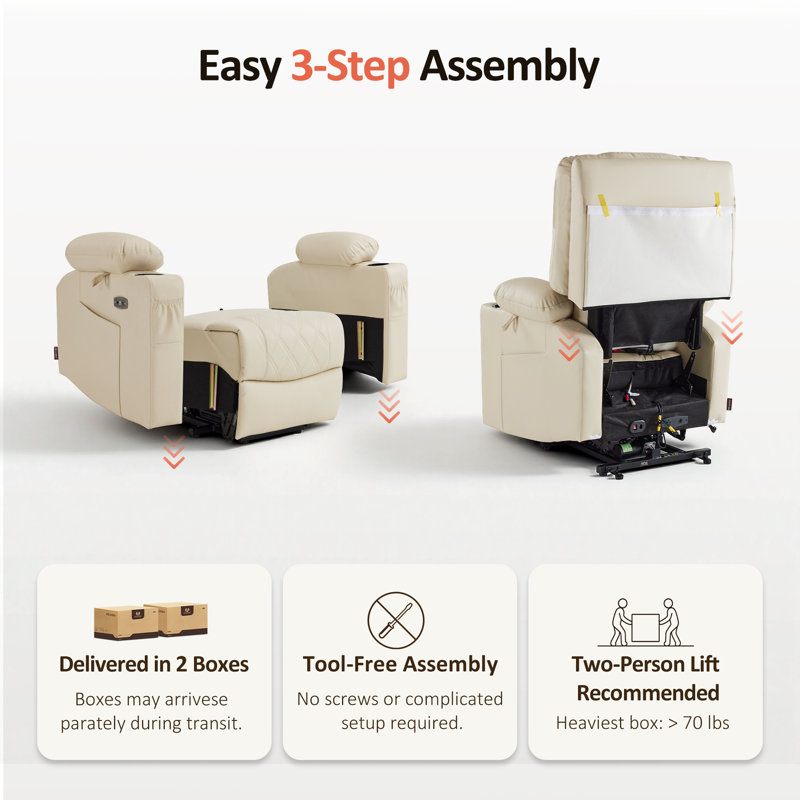 Fauteuil inclinable électrique de petite taille avec massage, double chauffage, appui-tête réglable, similicuir