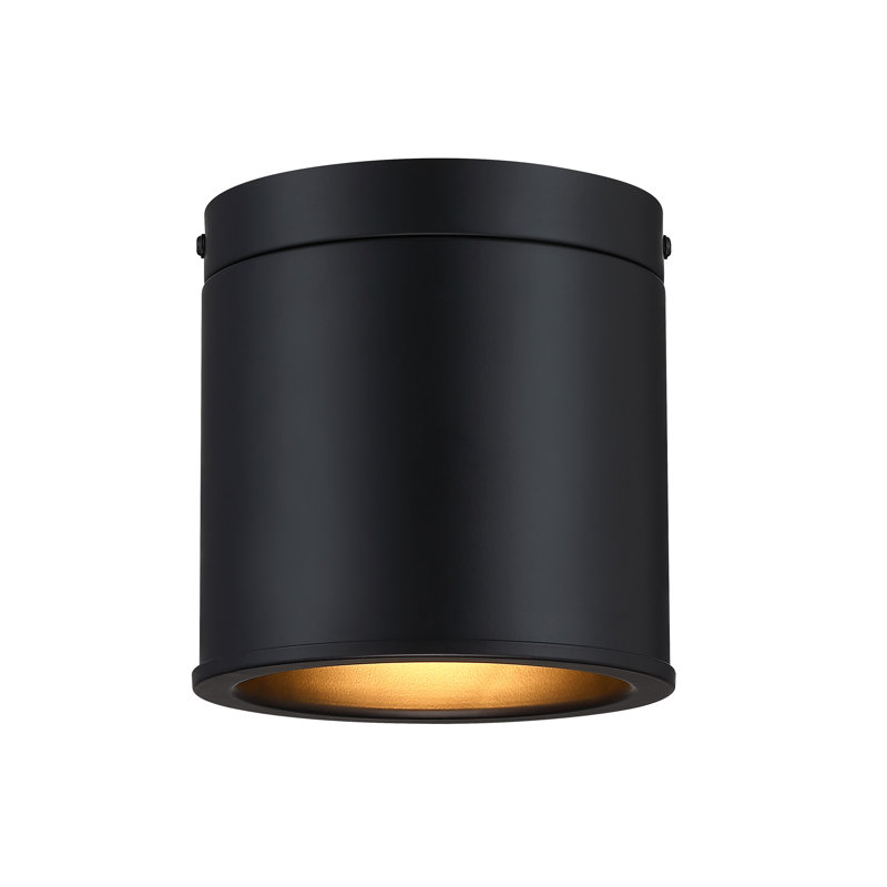 Barstis 6 in. Matte Black Modern Flush Mount with Metal Shade for Hallways