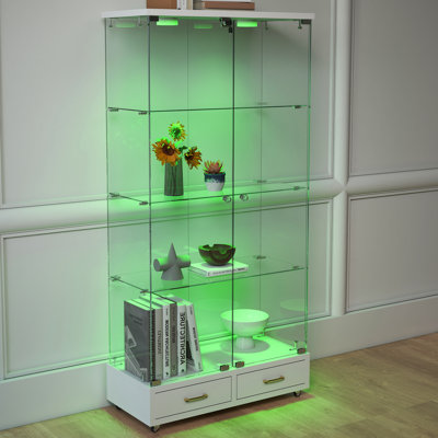 Led-lit Tempered Glass Modern Display Cabinet For Home Decor