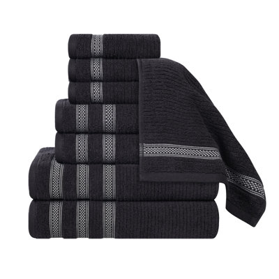 9-Piece Geometric Zero-Twist Cotton Towel Set
