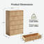 Commode en bois 31 po avec 5 tiroirs, commode courbée anti-collision de style Mid-Century pour chambre à coucher, salon, meuble télé, naturel-129571884-129571880