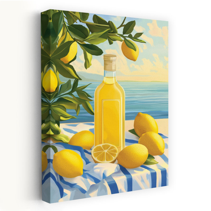 Limoncello - Coastal Lemon Beverage, art côtier, H 24 po x l 16 po