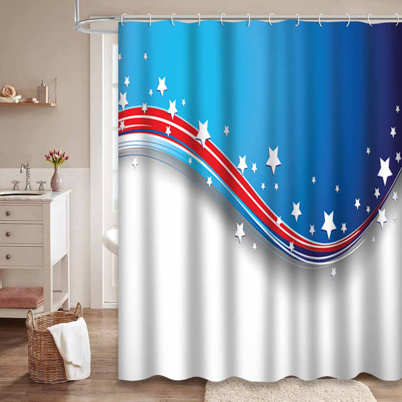 Rideau de douche Patriotic Star, L 72 po x l 84 po
