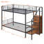 Lit superposé simple en métal avec échelle de rangement latérale et garde-robe