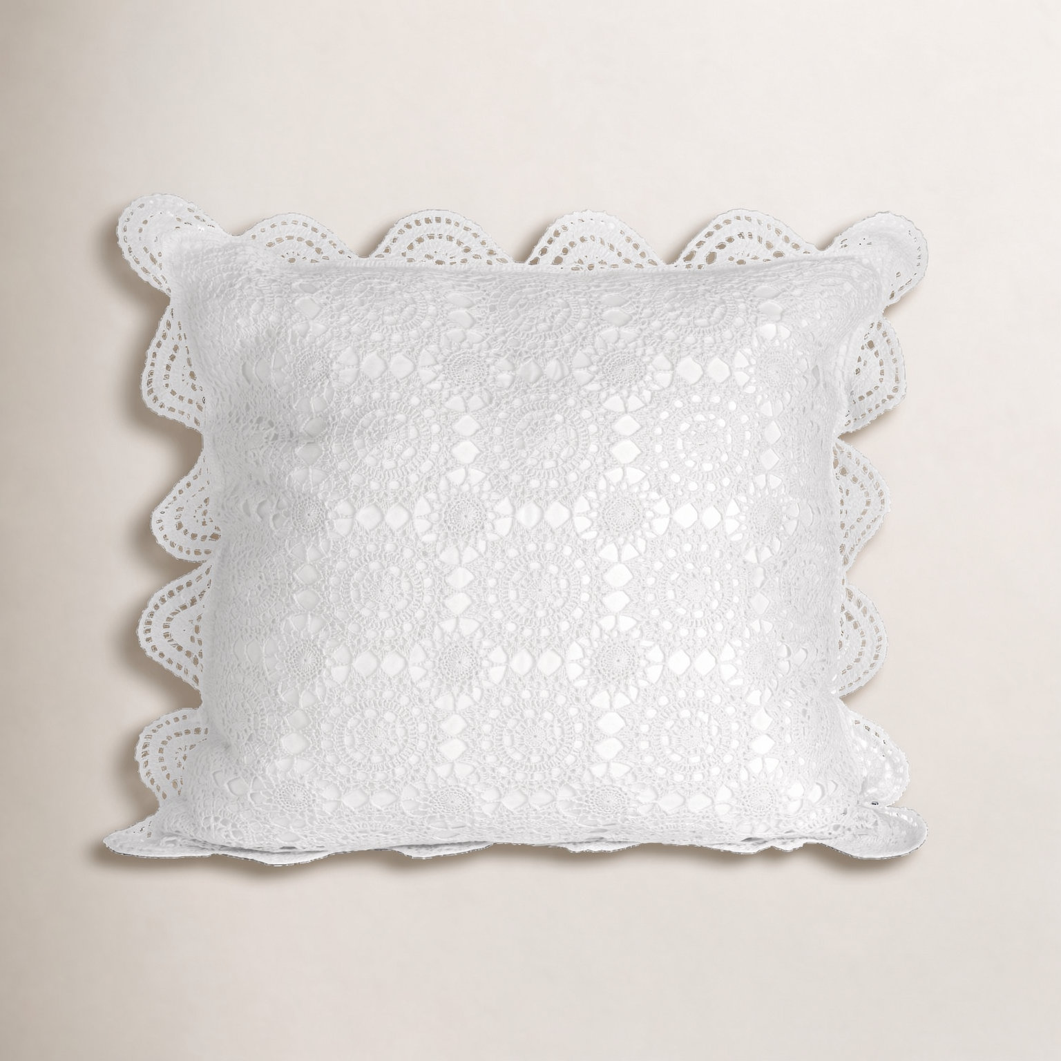Crochet Cotton Shams, Euro, White