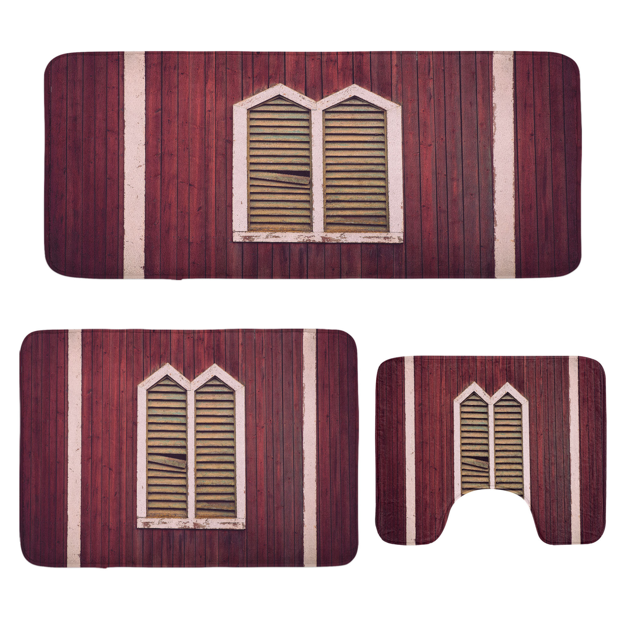 East Urban Home Rustic Bathroom Rug Set 3 Pieces U-Shape & Rectangle ...