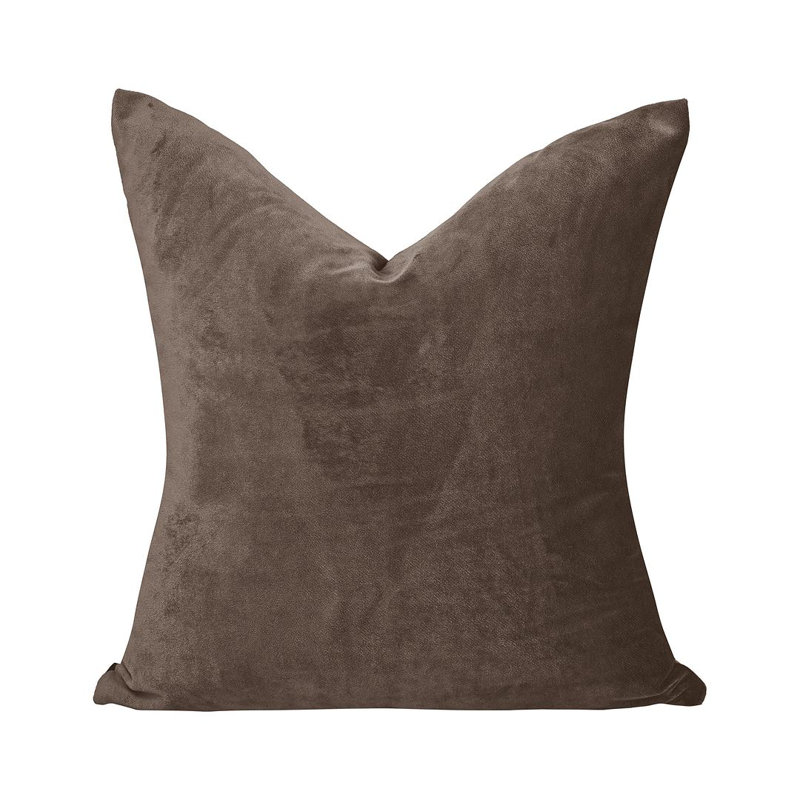 Matte Velvet Cushion Cover - 1 Pc, 46cm x 46cm, Coffee