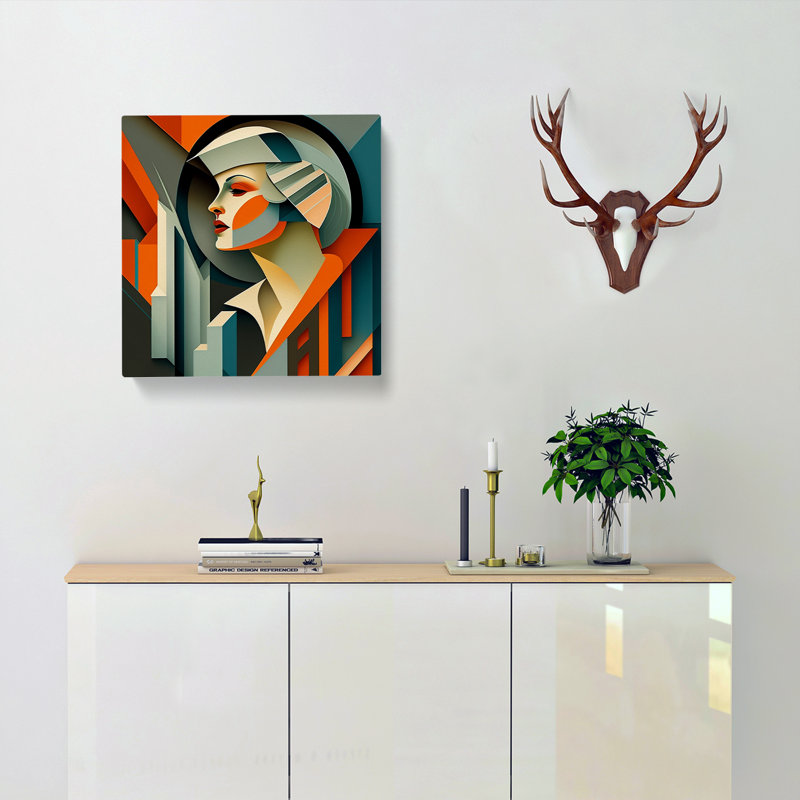 Art Deco Woman Constructivism - Print, 50cm H x 50cm W x 3cm D