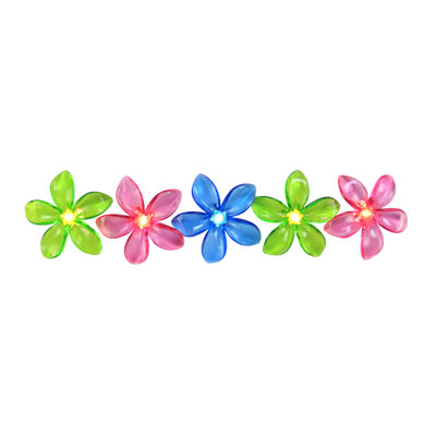 10-Count Pink and Green Mini Flower Garden Novelty Light Set 6ft White Wire