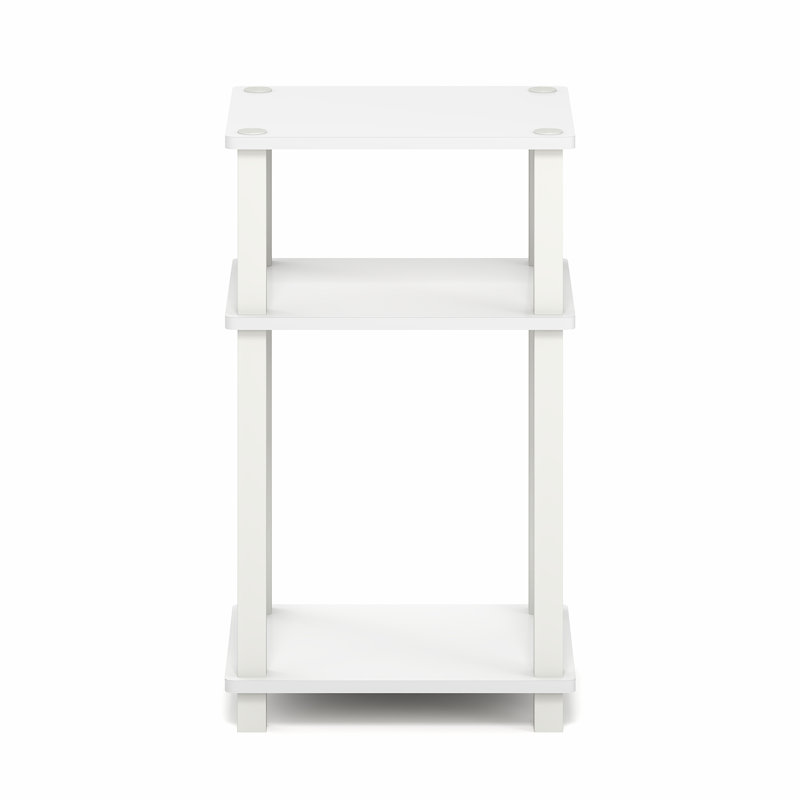 Table d'appoint, table de chevet à 3 niveaux avec tablette ouverte, montage sans outil, avec structure tubulaire carrée, pour salon ou chambre, blanche