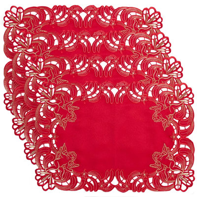 Embroidered Cupid Design Placemats 14 X 20 Inch, Set Of 4