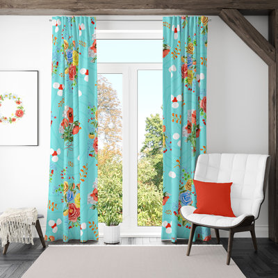 Panneaux de rideaux semi-transparents à motif floral