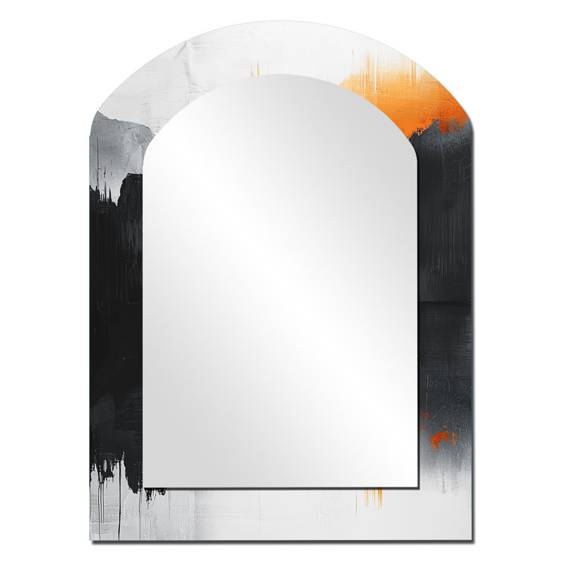 Miroir décoratif orange et noir sur fond de rivière de rêve, 34 po x 25 po