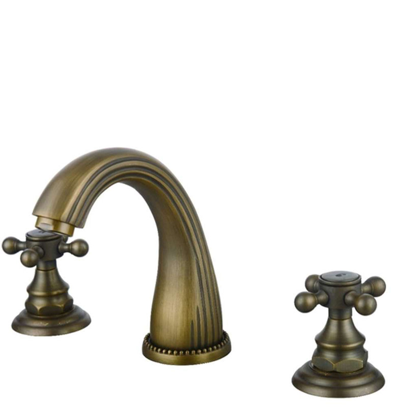 BathSelect Bordeaux Widespread Lavatory Faucet – Antique Bronze Finish, 3-Piece Set with Cross Handles​