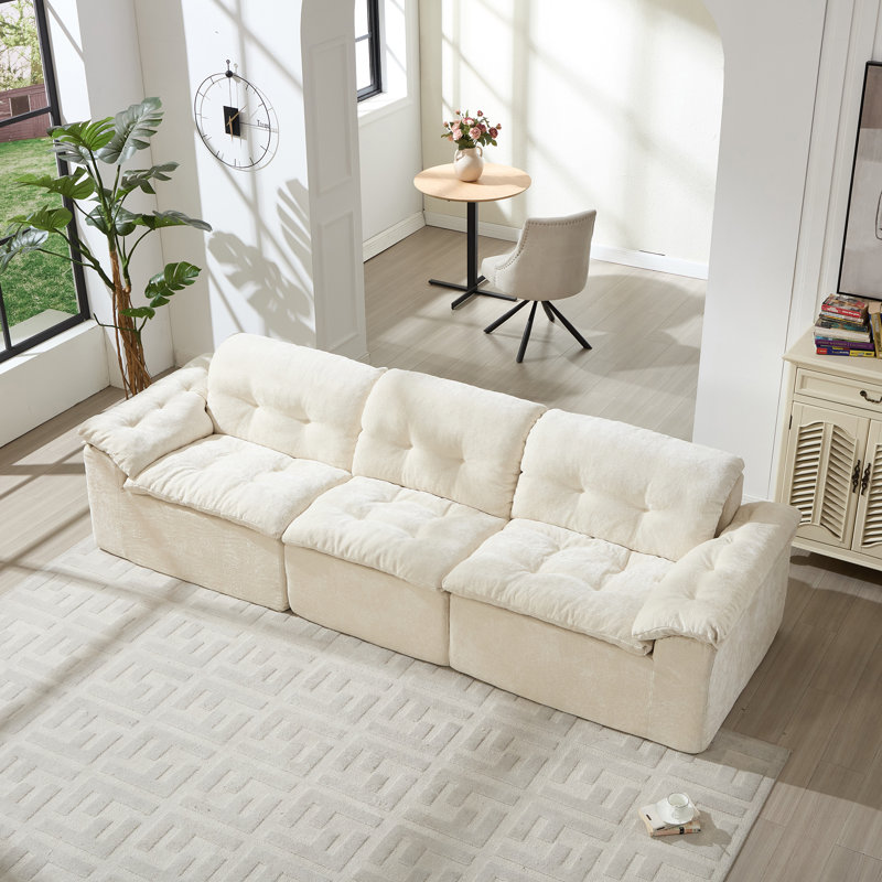 Canapé à accoudoirs rembourrés 118 po, H 33,46 po x l 118,11 po x P 39,3 po, 3, Beige