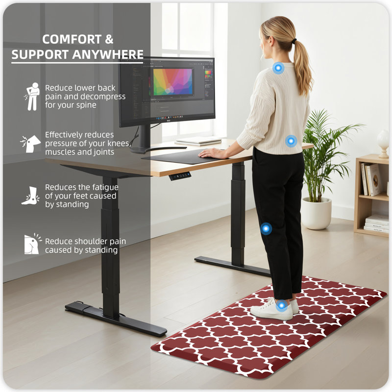 Tapis de cuisine anti-fatigue antidérapant, Rouge, Rectangle l 17 po x L 28 po