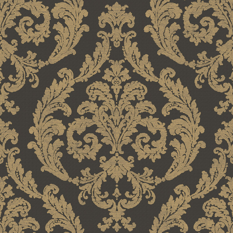 Palazzo 2 Silk Damask Wallpaper Roll, Black