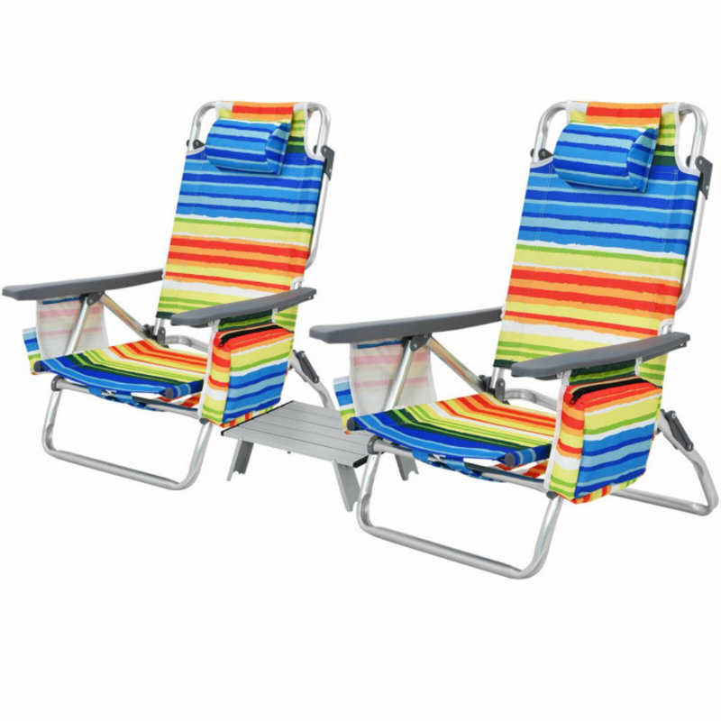 Ensemble de 2 chaises inclinables à 5 positions pour l'extérieur