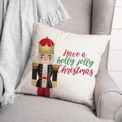  Holly Jolly Nutcracker Throw Pillow