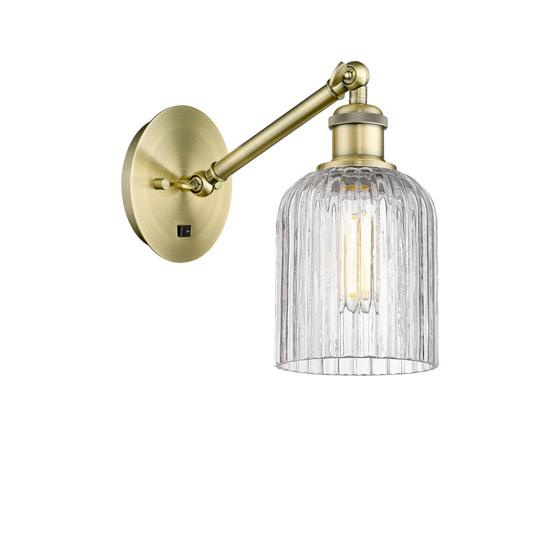Fiennes Armed Sconce, White Polished Chrome, Clear
