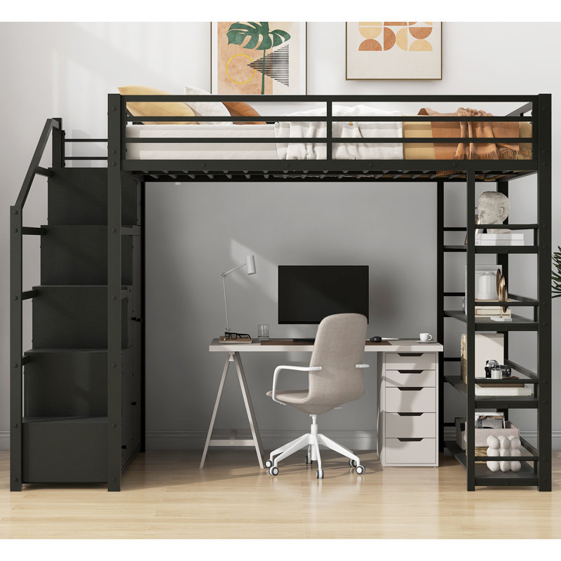 Full Metal Loft Bed With Storage