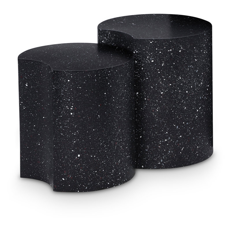 Ismah Iron Top End Table Set, Black