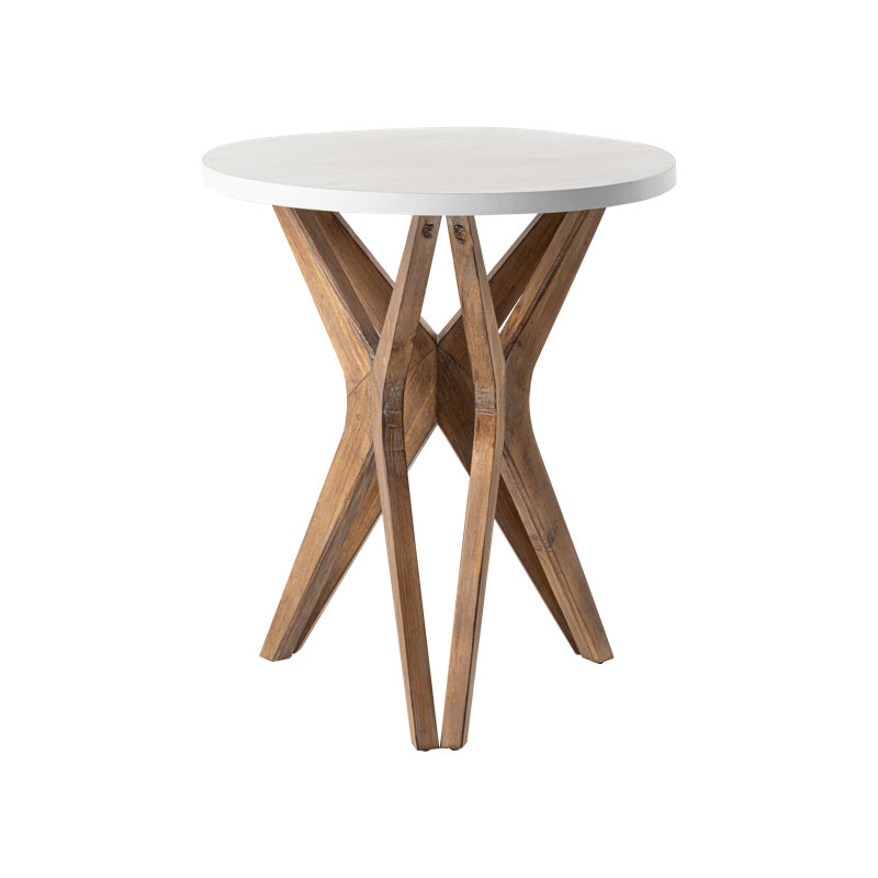Cross Legs End Table, White/Brown