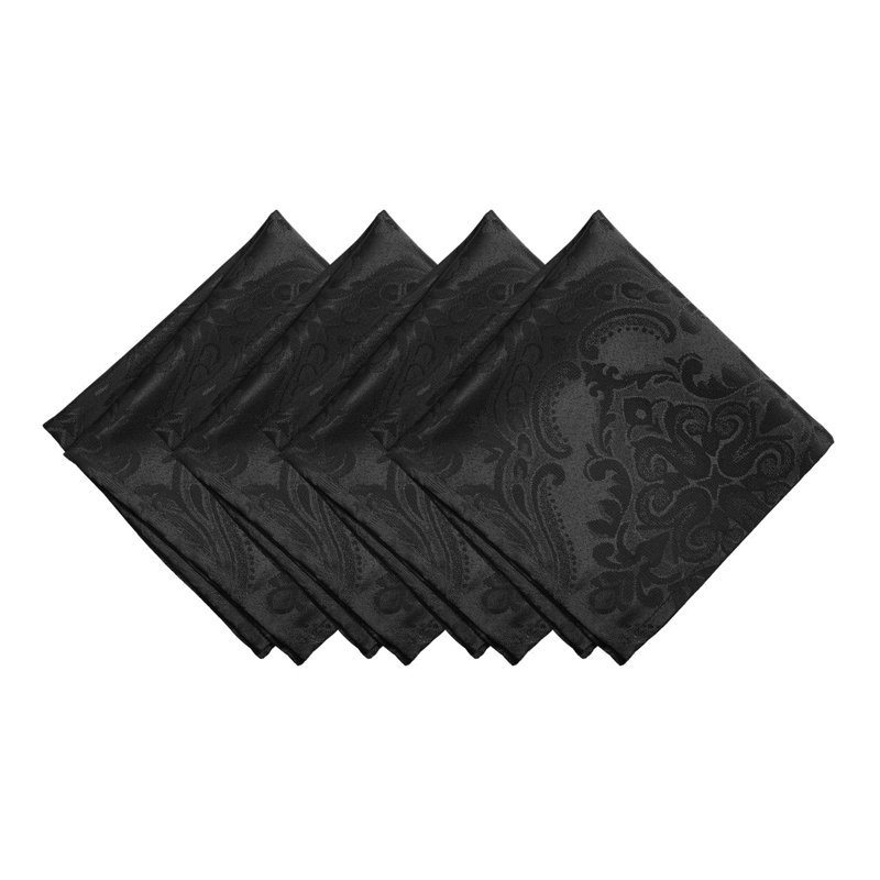 Corson Woven Jacquard Damask 17"x17" Napkin, Black