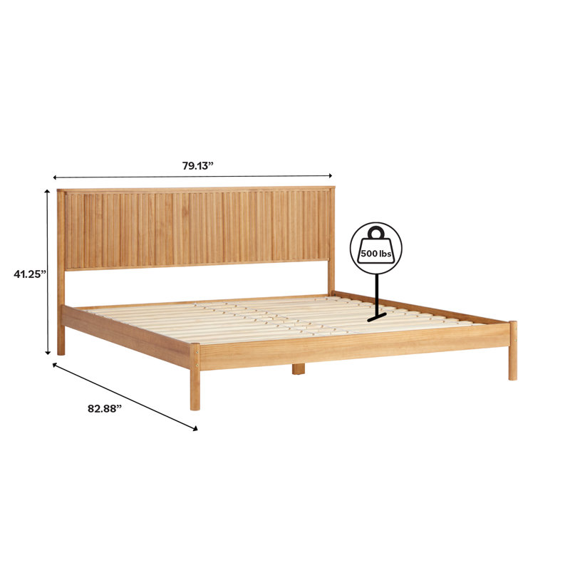 Asho Solid Wood Platform Bed with Reeded Headboard