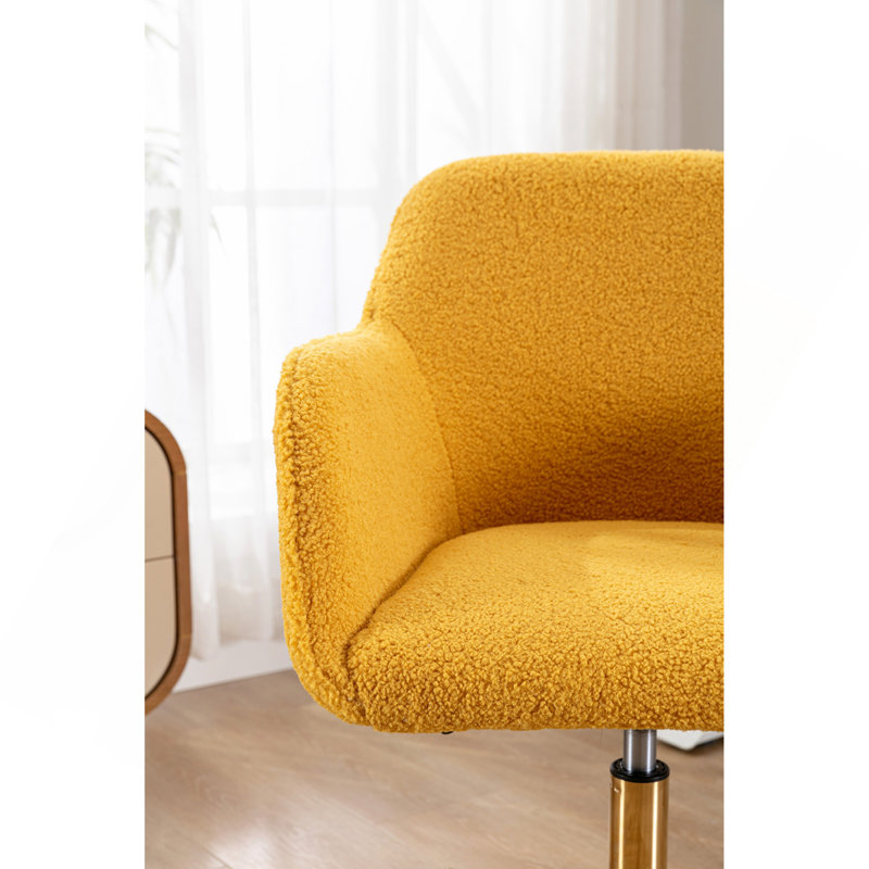 Chaise de bureau rotative à hauteur ajustable 360 ° avec pieds en métal dorés et roue universelle