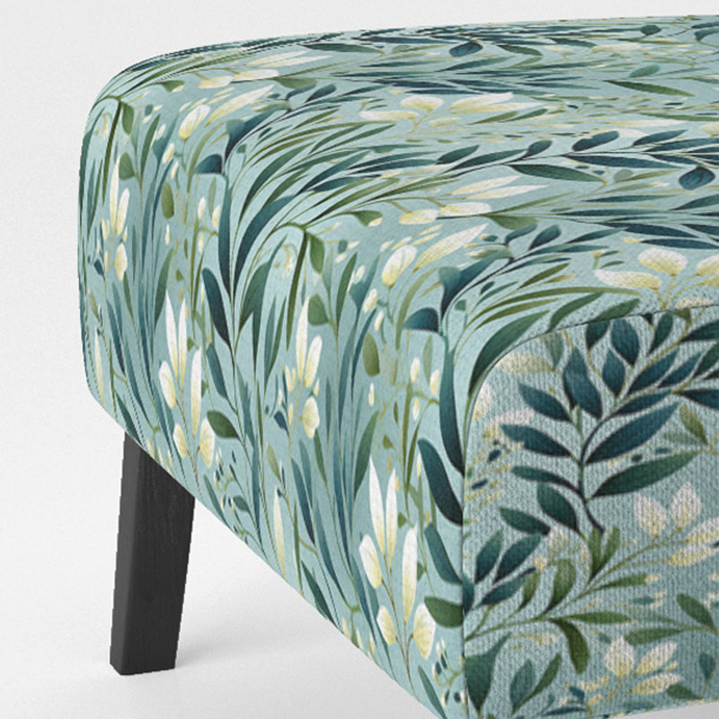 Oceanic Foliage Botanical Pattern I - Upholstered Tropical Accent Slipper Chair