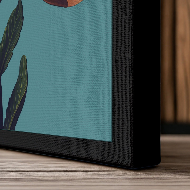 Gerbera Daisies in Bloom Botanical - Wrapped Canvas, 24x16 - 61.0 x 40.6 cm, Black Border