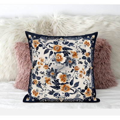Flower Hub Floral Reversible Throw Pillow