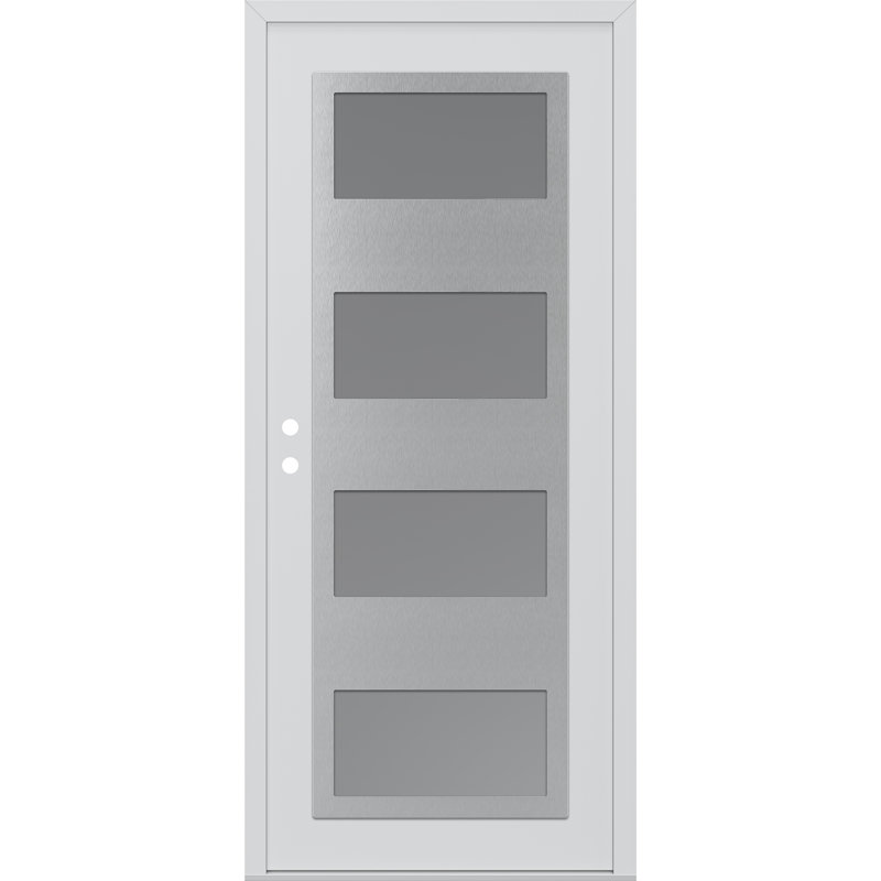 Porte d'entrée pré-suspendue blanc / blanc, Oui, Gelé