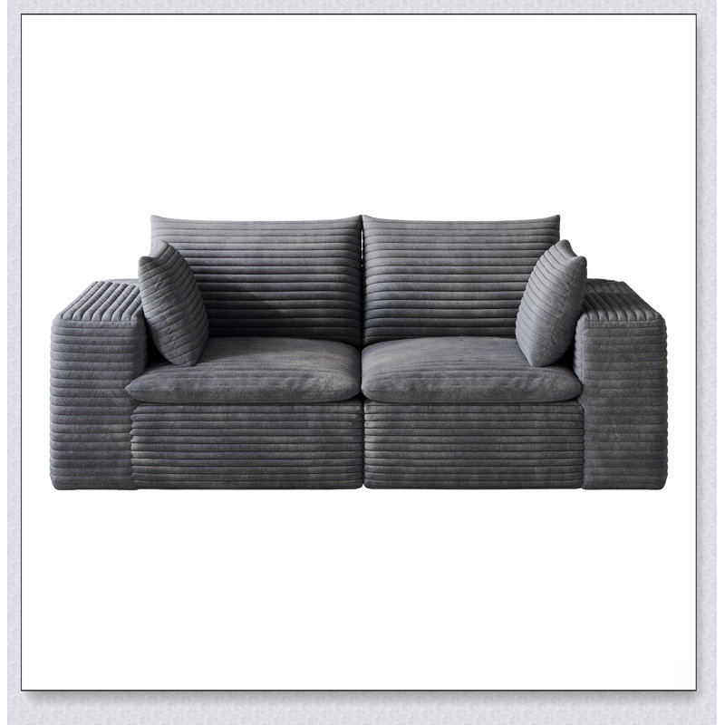 Canapé nuage de 180 cm en tissu velours côtelé, assise profonde, conception double couche, coussins amovibles, aucun assemblage requis, combinaison personnalisable pour différentes pièces
