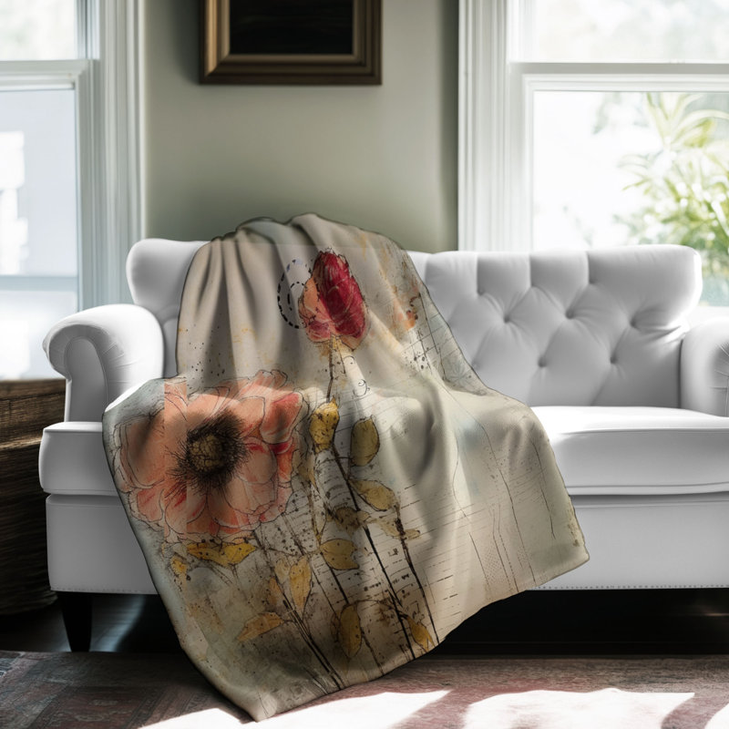 Rustic Blooms - 1 pièce Sherpa Premium Couverture 0033, L 60 po x L 80 po