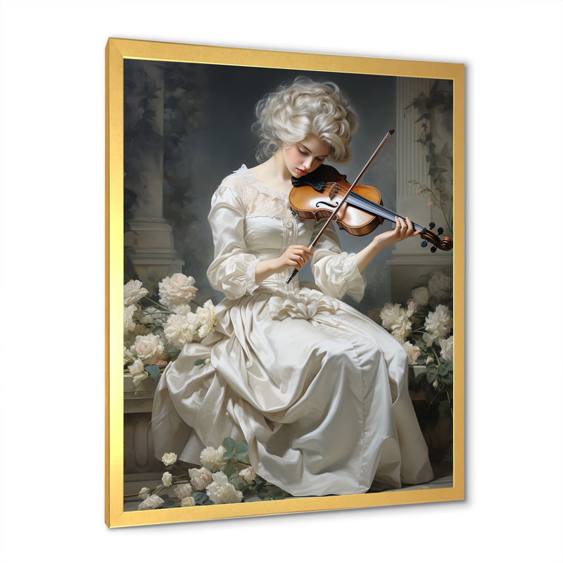Sonate classique aux nuances délicates d'ivoire, Toile encadrée or simple, H 44 po x l 34 po x P 1,5 po
