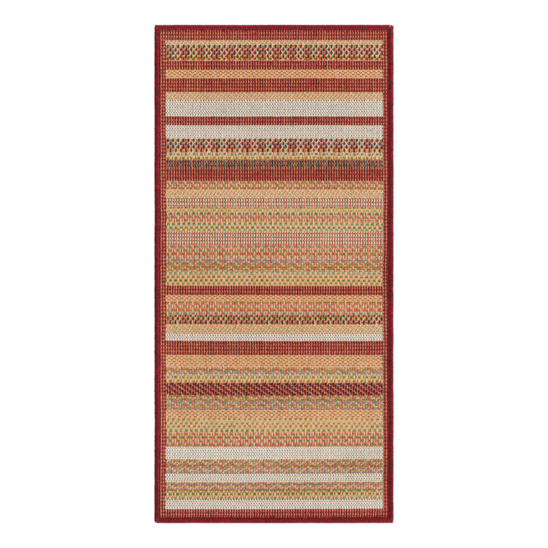 Tapis d'intérieur / extérieur bourgogne / beige Terrill, Tapis de couloir 2 pi x 3 pi 11 po