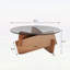 Mid Century Center Table with Tempered Glass Top and Wood Base