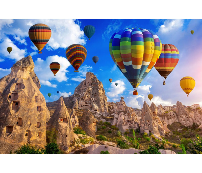 Cappadoce, montgolfière, impression sur acrylique, H 12 po x l 18 po x P 1 po, Encadrement argenté