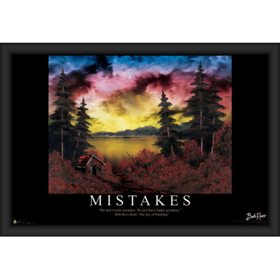 Bob Ross - Mistakes Framed Art Poster - 24 x 36 Inch - Engineered Wood Frame with Plexi Glass