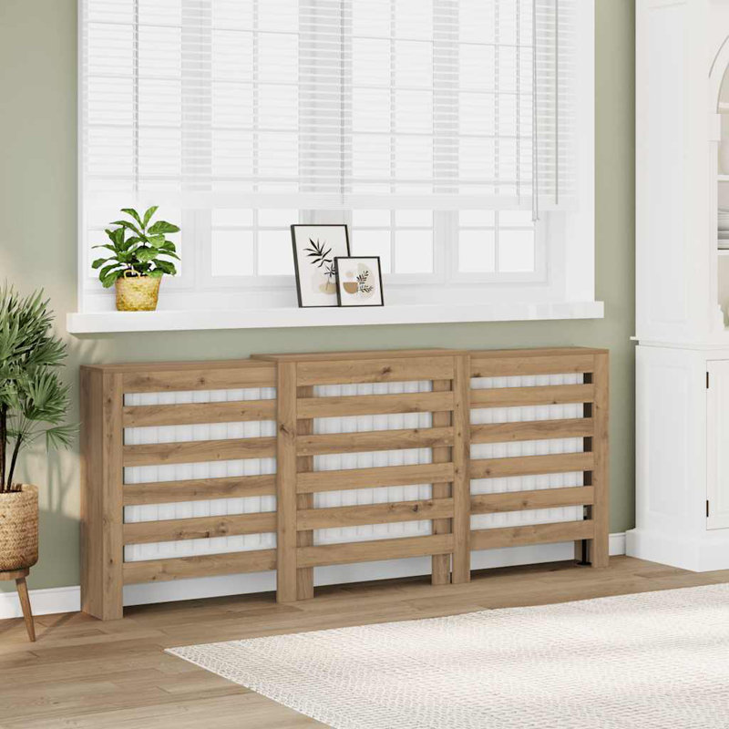 Large Radiator Cover, Artisan Oak, 205 x 21.5 x 83.5 cm, Horizontal Slats